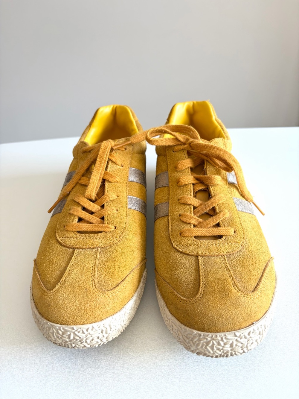 Gola Harrier Mirror Mustard Suede Metallic Retro Streetwear 10 - Picture 4 of 8